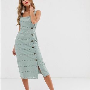 ASOS button through midi sundress in Sage